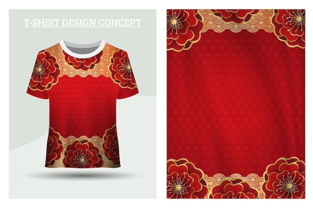 Red shirt design concept with chinese traditional style