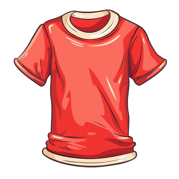 Vector a red shirt with a white collar and a white stripe down the middle