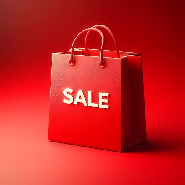 a red shopping bag with the word sale on it