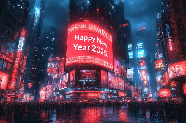 Vector a red sign that says happy new year on it