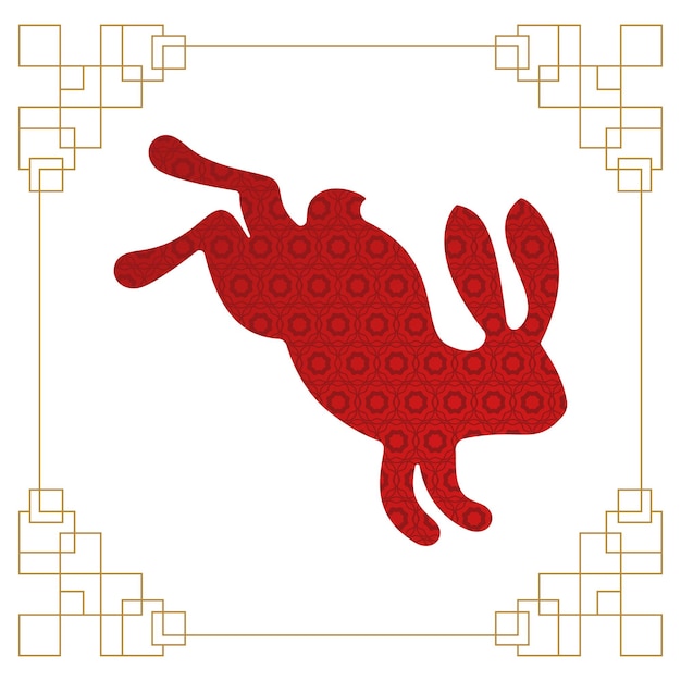 Red silhouette of cute bunny rabbit icon zodiac animals