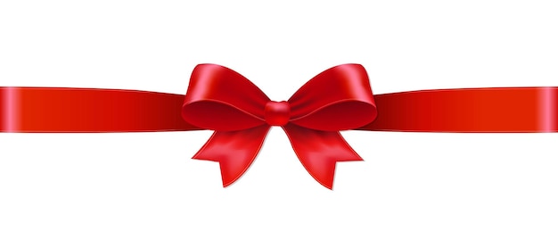 Red Silk Bow Isolated White Background