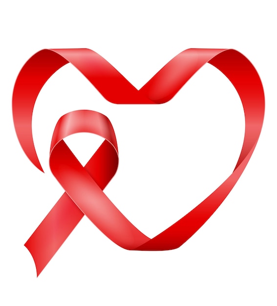 Red silk shiny ribbon in support of aids disease vector illustration