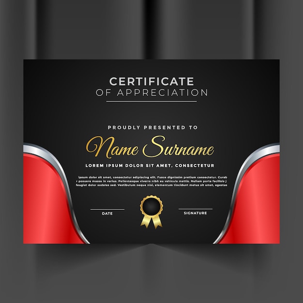 Red and silver modern certificate template