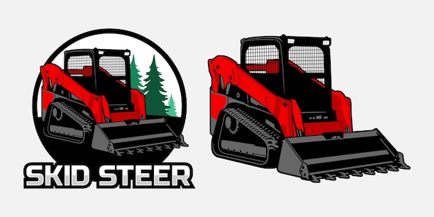 Red Skid Steer for logo or illustration vector