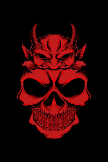 Red skull and damon vector illustration