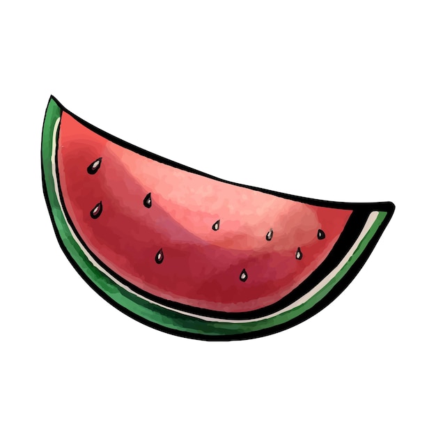 Red slice of watermelon in summer isolated on white background