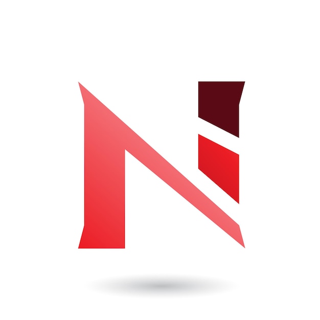 Red Sliced Letter N Vector Illustration