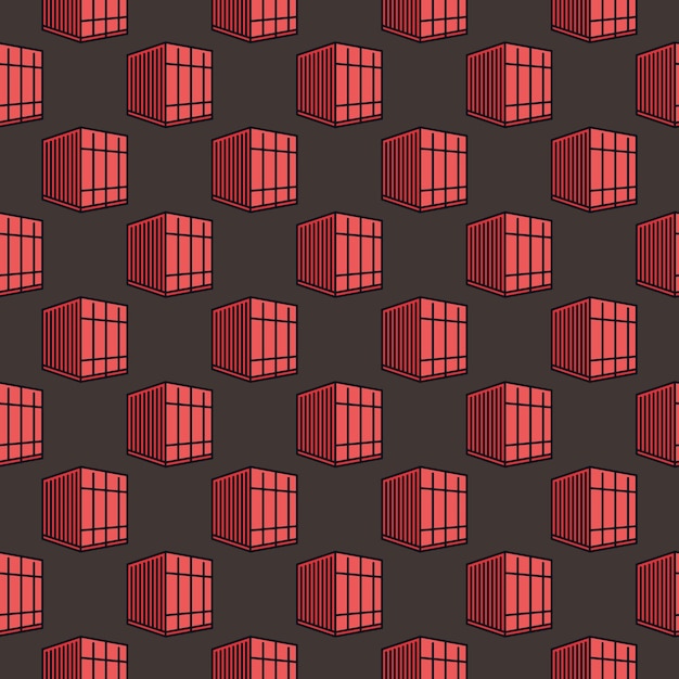 Red Small Freight Container vector creative seamless pattern