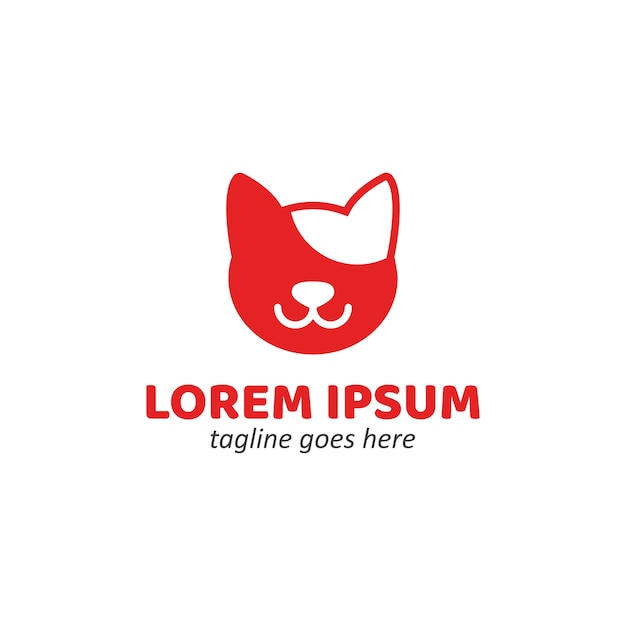 red smile face cat simple logo design