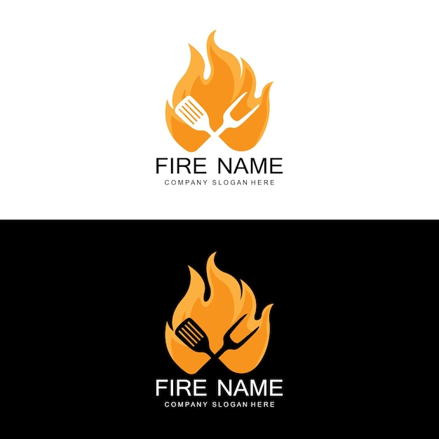 Red smoldering fire icon vector logo classic retro design