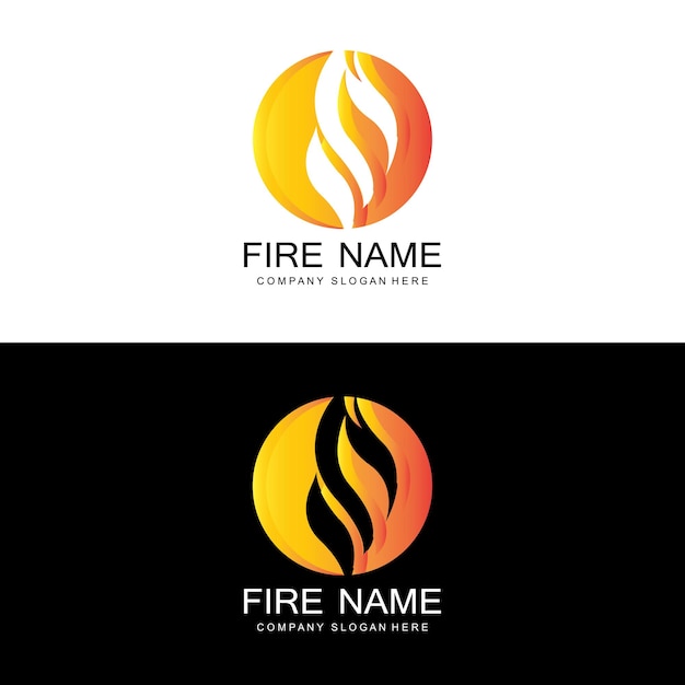 Red smoldering fire icon vector logo classic retro design