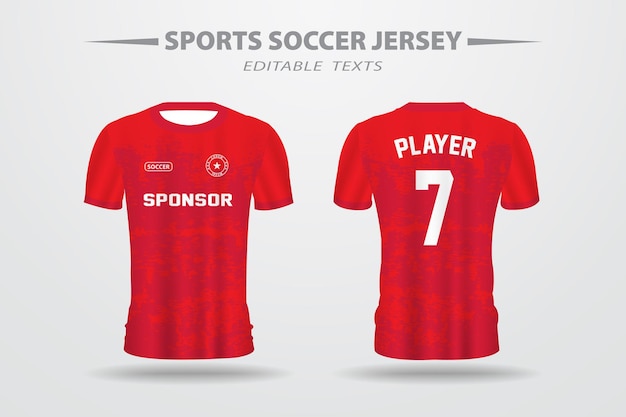 red Soccer Football Jersey Design and Template