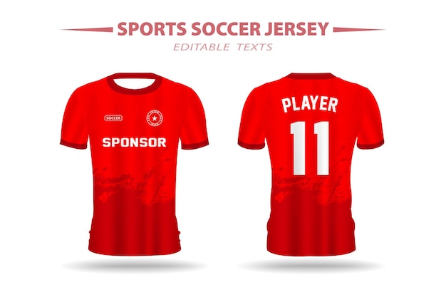 Red Soccer Football Jersey Design and Template