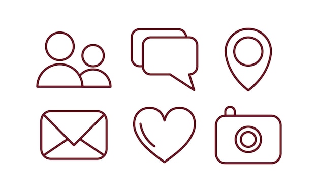 Red social icon set