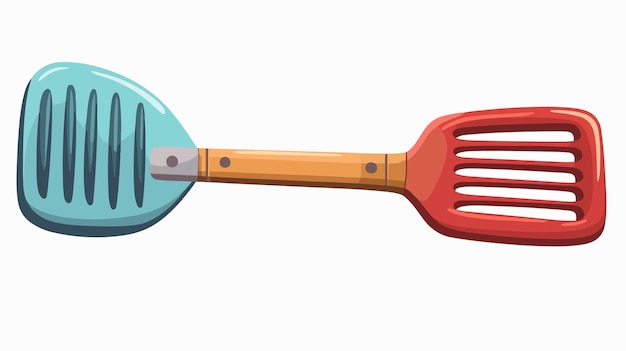 Vector a red spatula with a blue handle and a black spatula in the middle