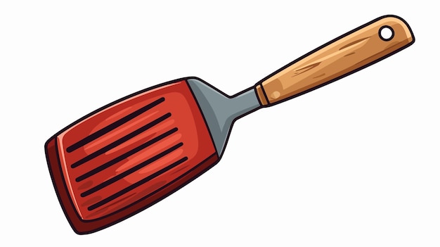 Vector a red spatula with a wooden handle is shown