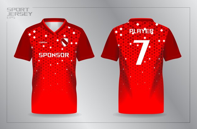 red sport jersey for football and soccer shirt template