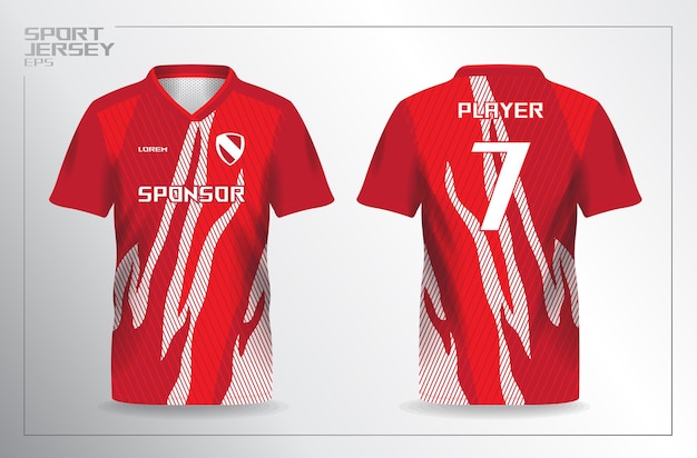 red sport jersey for football and soccer shirt template