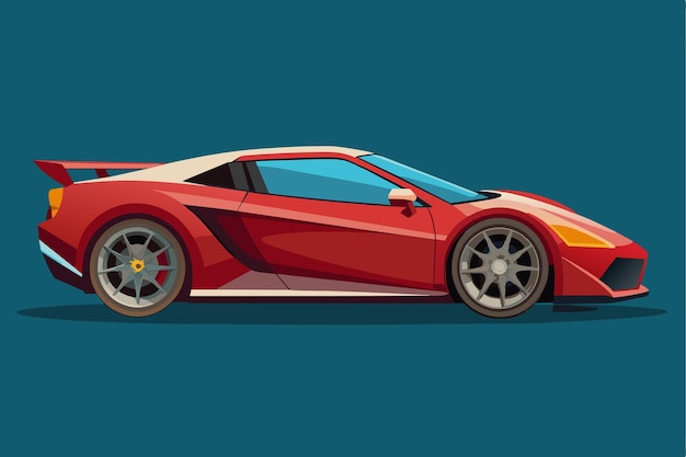 A red sports car with a unique customizable design is displayed in a semiflat style against a blue backdrop Sports car Customizable Semi Flat Illustration