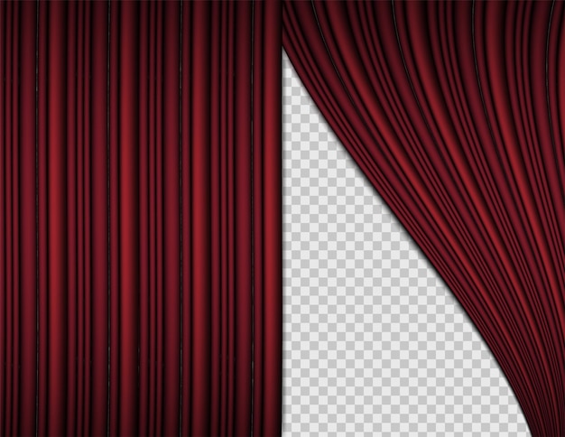 Vector red stage curtain with transparent bacgkround