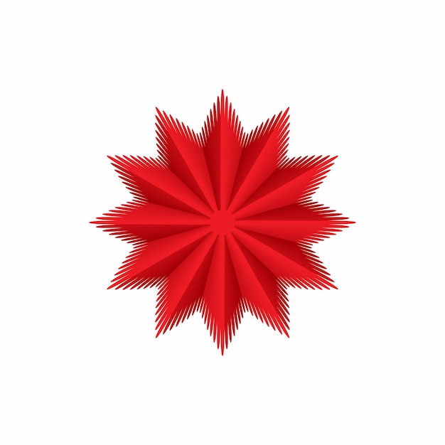 Red star icon in cartoon style on a white background