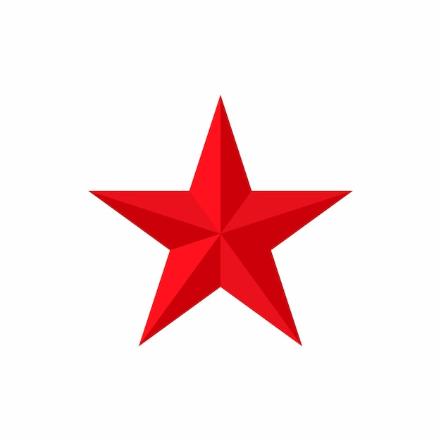 Red star icon in cartoon style on a white background