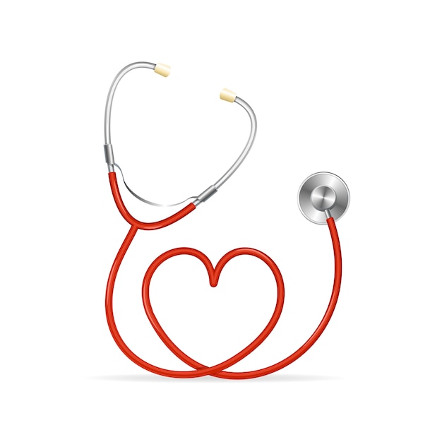 Red Stethoscope in Shape of Heart