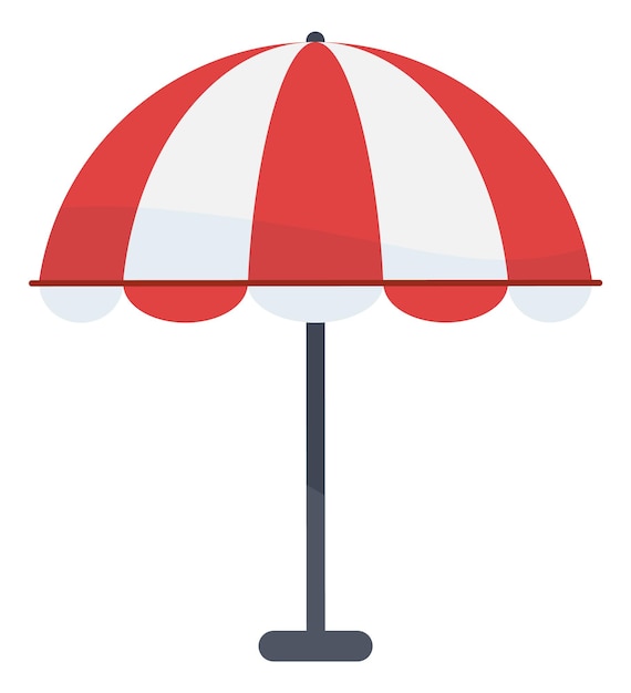 Red striped beach umbrella. Summer cafe awning