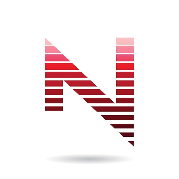 Red Striped Icon for Letter N Vector Illustration