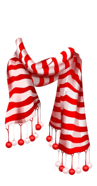 Vector red striped santa claus scarf. christmas accessory