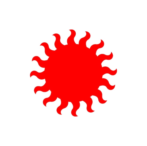 Red sun vector icon on white background.