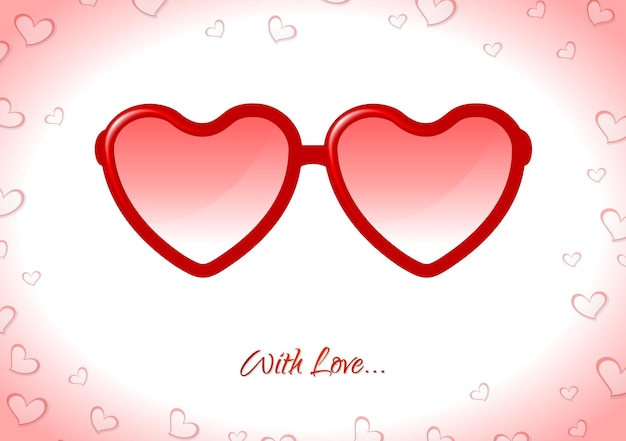 Red sunglasses with Valentine heart shapes