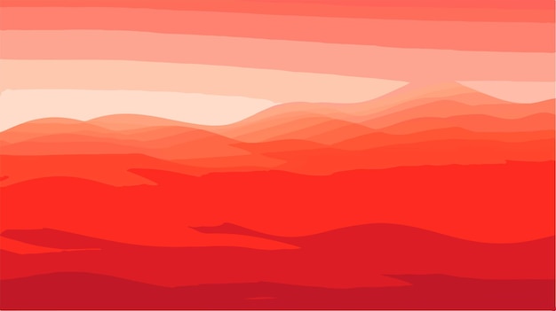 Vector a red sunset with mountains in the background