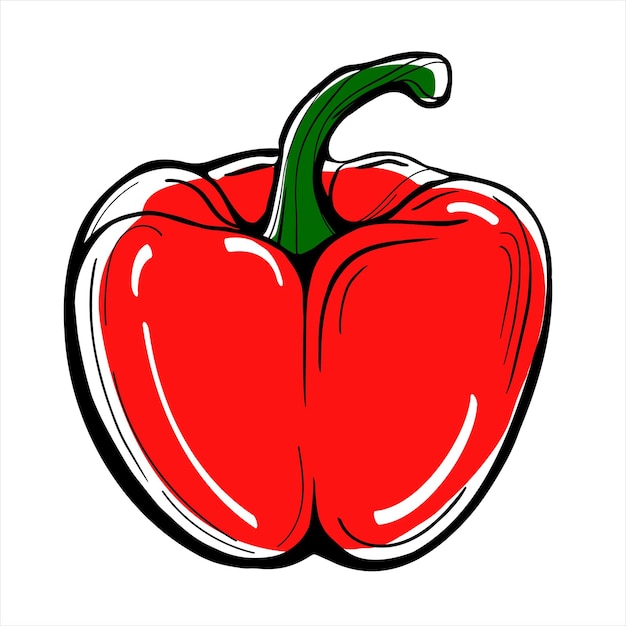 Red sweet pepper vegetable on a white background