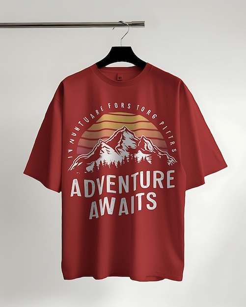 a red t shirt with adventure adventure