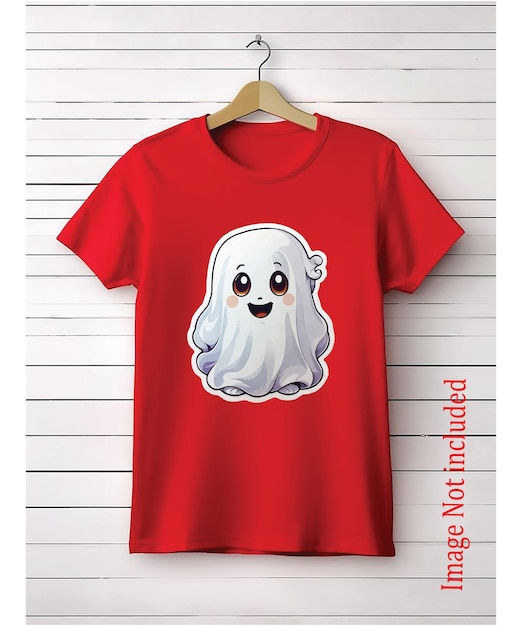 a red t shirt with a picture of a ghost on it