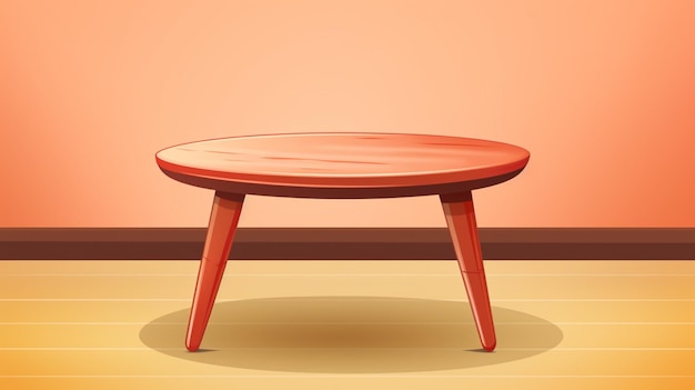 Vector a red table with a red top sits on a wooden floor