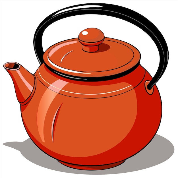 Vector a red teapot with a black handle and a red handle