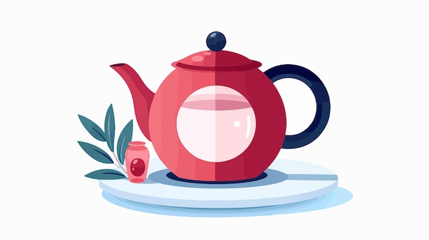 Vector a red teapot with a black handle and a red lid