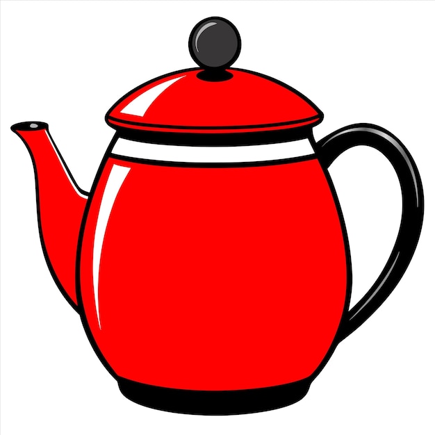 a red teapot with a black lid and a red lid