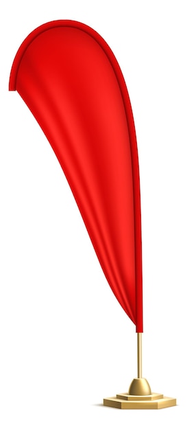 Red teardrop flag Street advertising banner mockup