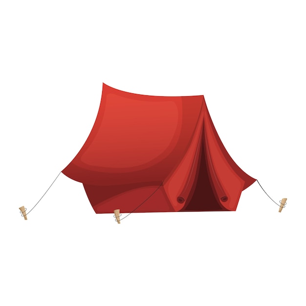 Red tent on white background Tent for camping recreation and travel Isolated vector illustration