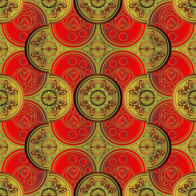 Red textured abstract background with a combination of gold lines