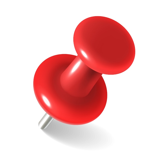 Red thumbtack. round metal pushpin for attach memo and pinned documents