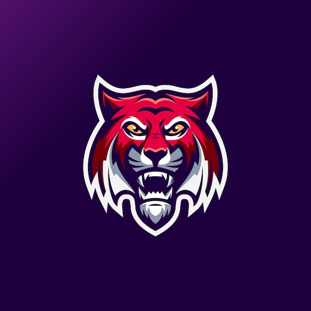 red tiger logo design with vector for editing