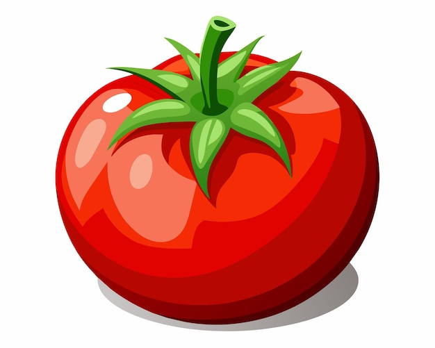 a red tomato with a green stem on it