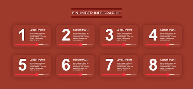 red tone Infographic clean 8 number bullet point with text