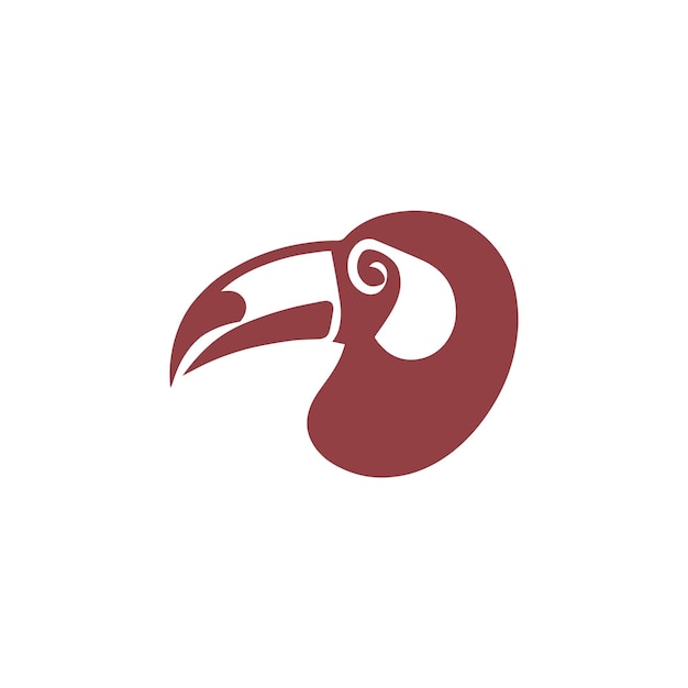 A red toucan logo with a large horn and a large horn.