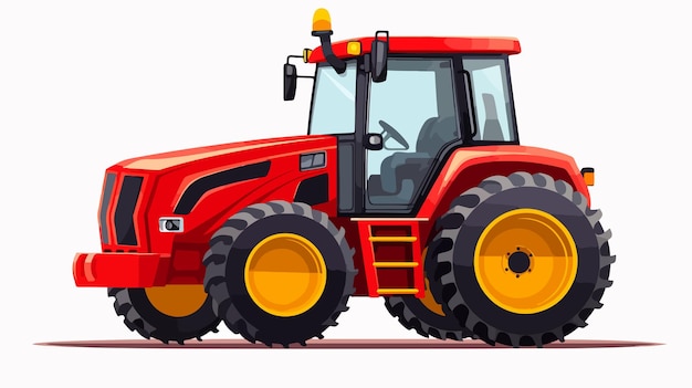 a red tractor with yellow wheels has the word quot tractor quot on it